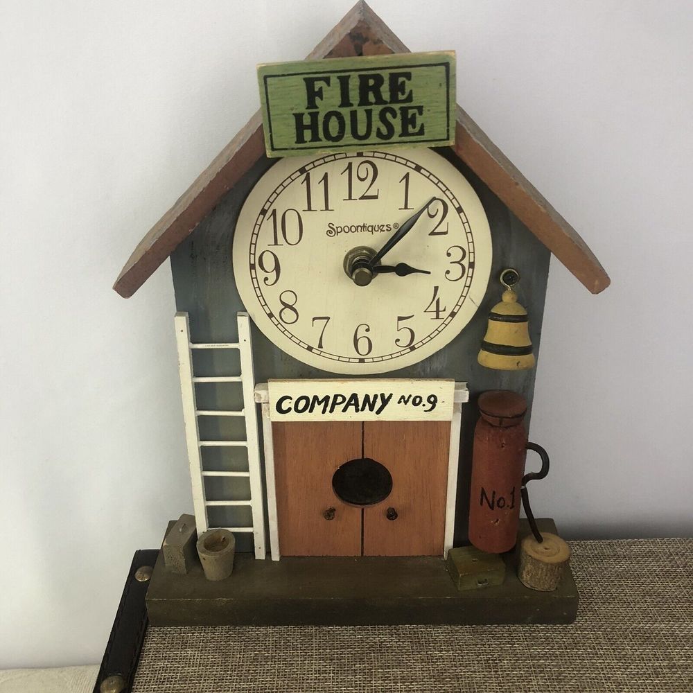 Decorative Wooden Clock Firehouse Company No.9 Decor/home / 9.5X7 - Picture 2 of 10
